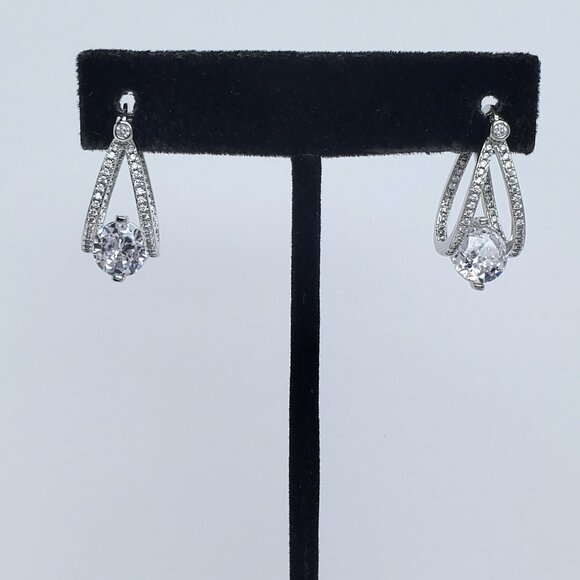2022 New 925 Sterling Silver Woman Drop Earrings 2CT Round  Solid 925 Sterling Silver 2ct Diamond Womens Hanging Drop Solitaire Earrings